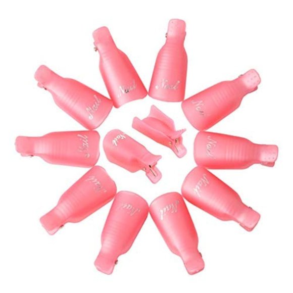 HiMo 10PC Plastic Acrylic Nail Art Soak Off Cap Clip UV Gel Polish Remover Wrap - Picture 5 of 6